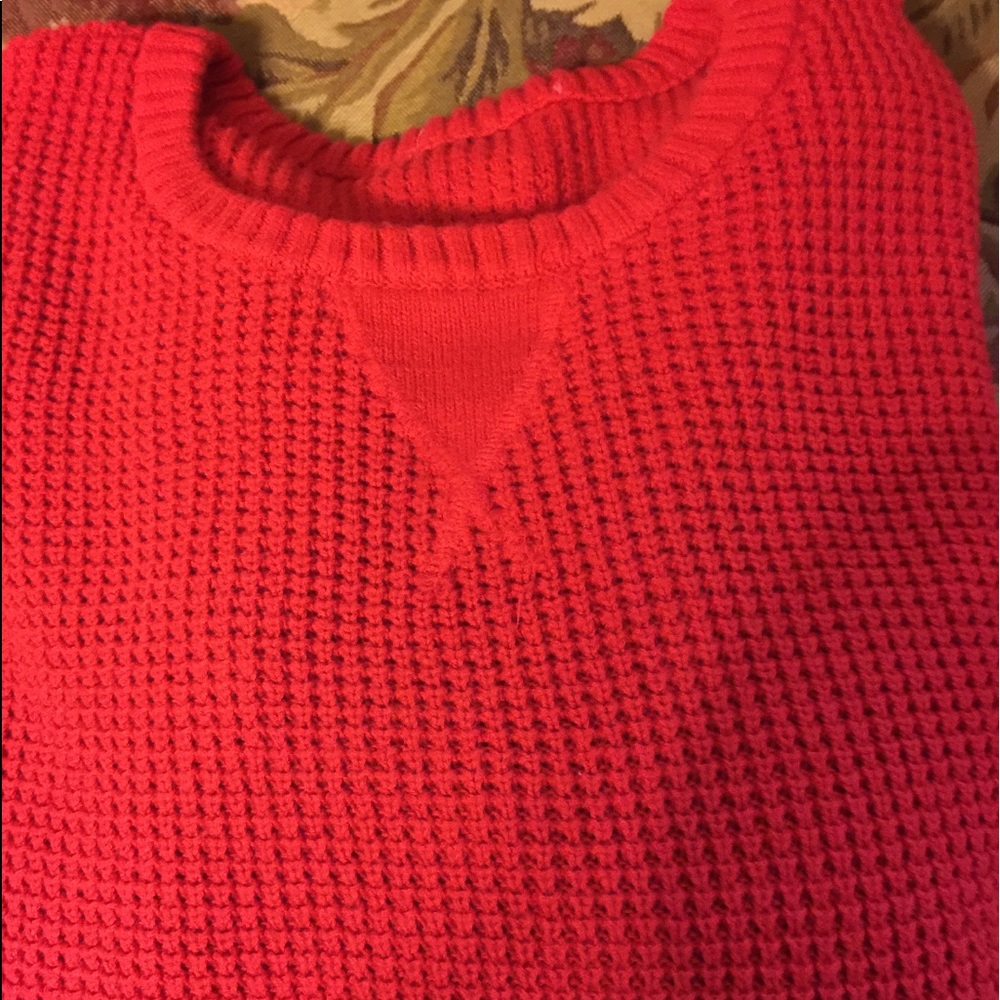 Red knitted Pullover Sweater.